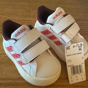 Adidas Kids' White and Pink Velcro Sneakers